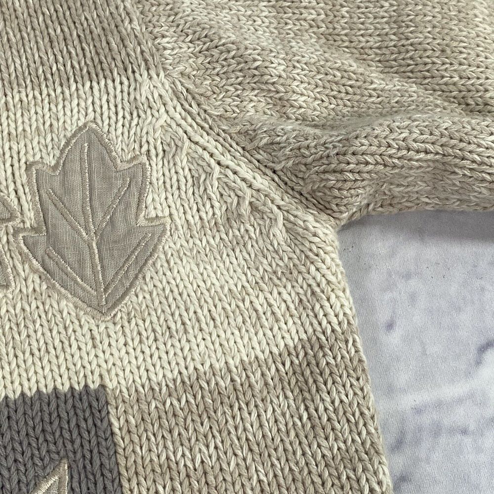 Orvis Womens Sweater Size S Beige Gray Cardigan Embroidered Leaves Cottage VTG - Picture 15 of 16